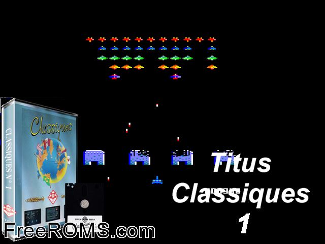 Titus Classiques I (F) (19xx) [h1] Amstrad CPC game showing 3D box cover and gameplay screenshot